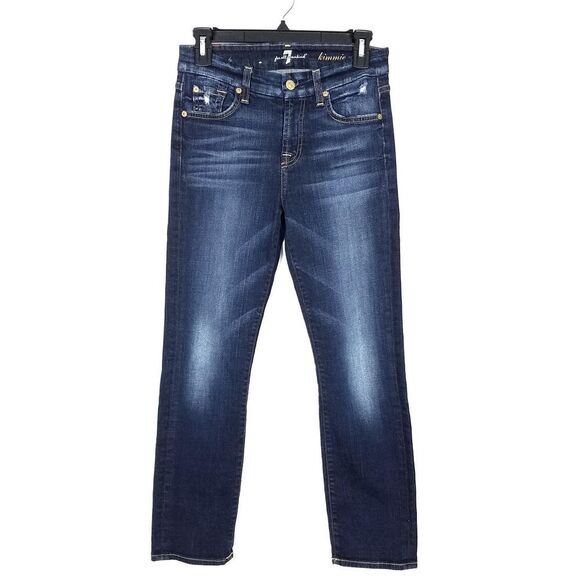 7 For All Mankind Denim - 7FAM 7 For All Mankind Kimmie Crop Jeans Medium Blue Wash Size 26